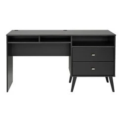 Prepac Milo 55" Black Laminate Desk with Side Storage & 2 Drawers - Stylish & Functional