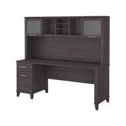 Bush Furniture Somerset 72" Computer Desk With Drawers And Hutch, Storm Gray (SET018SG) - Laminated Wood Office Desk