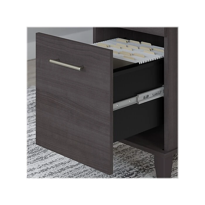 Bush Furniture Somerset 72" Computer Desk With Drawers And Hutch, Storm Gray (SET018SG) - Laminated Wood Office Desk 4 Bush Furniture Somerset 72" Computer Desk With Drawers And Hutch, Storm Gray (SET018SG) - Laminated Wood Office Desk - Image 4