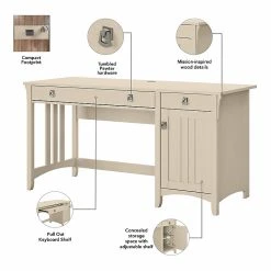 Bush Furniture Salinas 60"W Laminated Wood Computer Desk with Bookcase & Lateral File Cabinet, Antique White (SAL076AW) -Computer Office Desks Shop unnamed file 6749