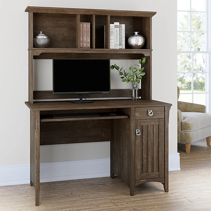 Bush Furniture Salinas 48" Computer Desk With Hutch, Ash Brown - Laminated Wood Office Desk 2 Bush Furniture Salinas 48" Computer Desk With Hutch, Ash Brown - Laminated Wood Office Desk - Image 2