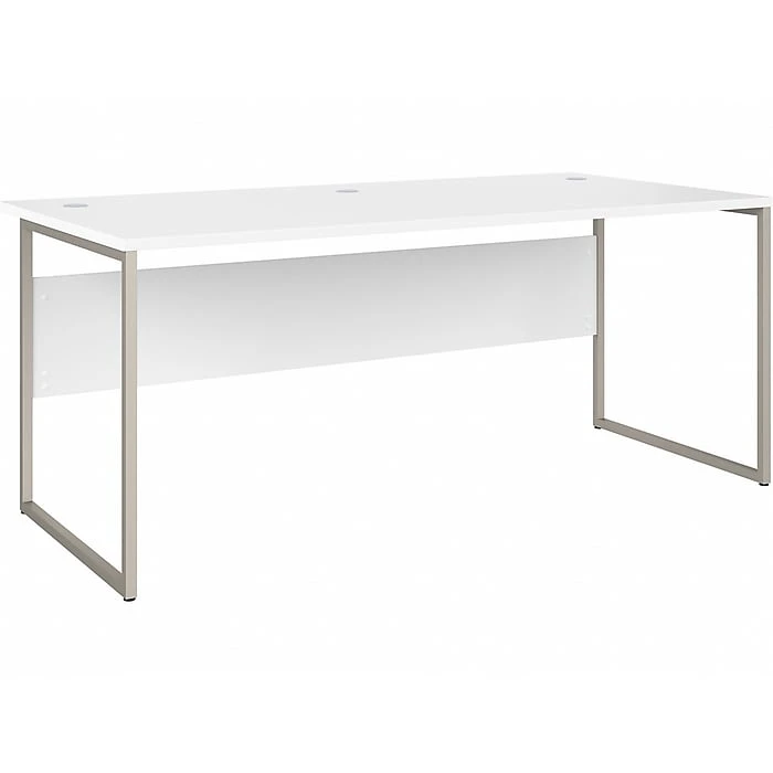 Bush Business Furniture Hybrid 72" W White Laminated Wood Computer Table Desk with Metal Legs | HYD172WH 1 Bush Business Furniture Hybrid 72" W White Laminated Wood Computer Table Desk with Metal Legs | HYD172WH