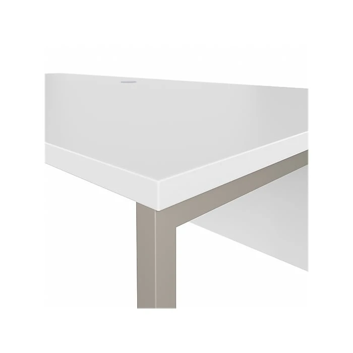 Bush Business Furniture Hybrid 72" W White Laminated Wood Computer Table Desk with Metal Legs | HYD172WH 6 Bush Business Furniture Hybrid 72" W White Laminated Wood Computer Table Desk with Metal Legs | HYD172WH - Image 6
