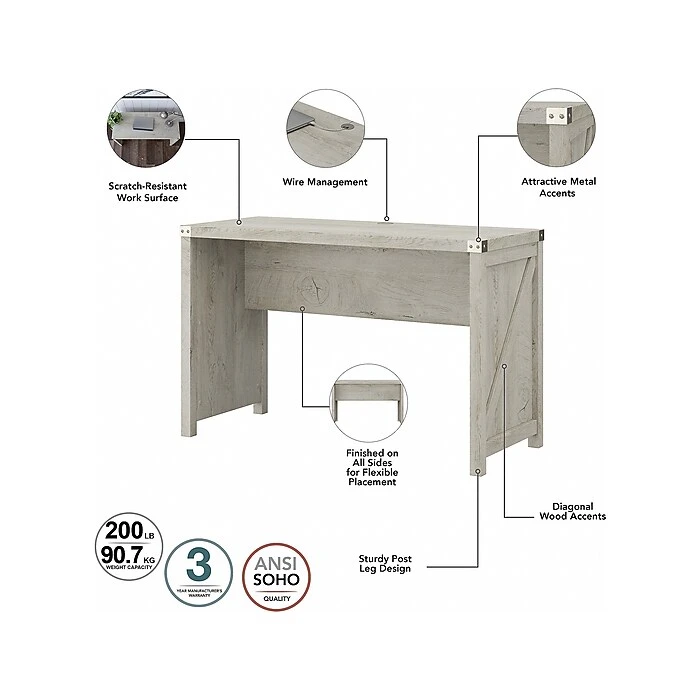Kathy Ireland® Home Cottage Grove 48" Writing Desk in Cottage White - Laminated Wood Desk for Home Office 3 Kathy Ireland® Home Cottage Grove 48" Writing Desk in Cottage White - Laminated Wood Desk for Home Office - Image 3