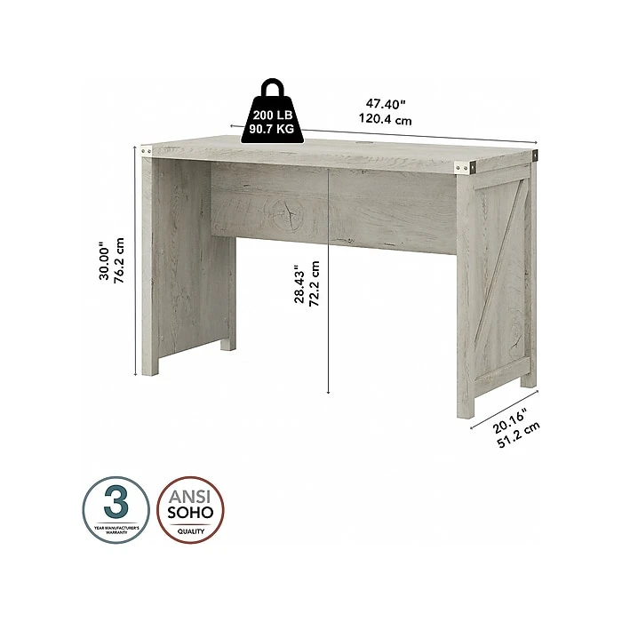 Kathy Ireland® Home Cottage Grove 48" Writing Desk in Cottage White - Laminated Wood Desk for Home Office 5 Kathy Ireland® Home Cottage Grove 48" Writing Desk in Cottage White - Laminated Wood Desk for Home Office - Image 5