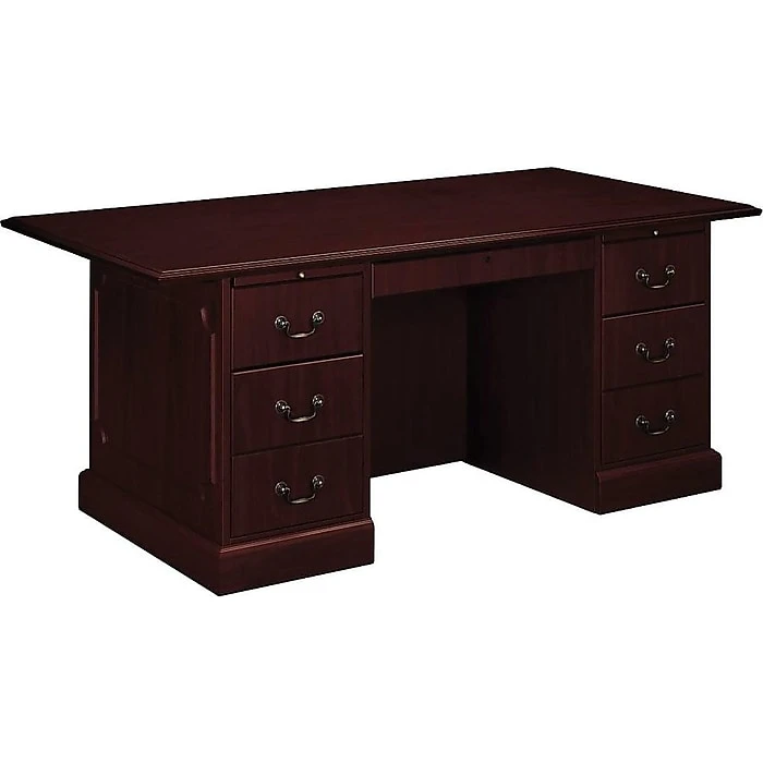 HON 94000 Series 72-inch Double Pedestal Desk in Mahogany Laminate - HON94271NN 1 HON 94000 Series 72-inch Double Pedestal Desk in Mahogany Laminate - HON94271NN