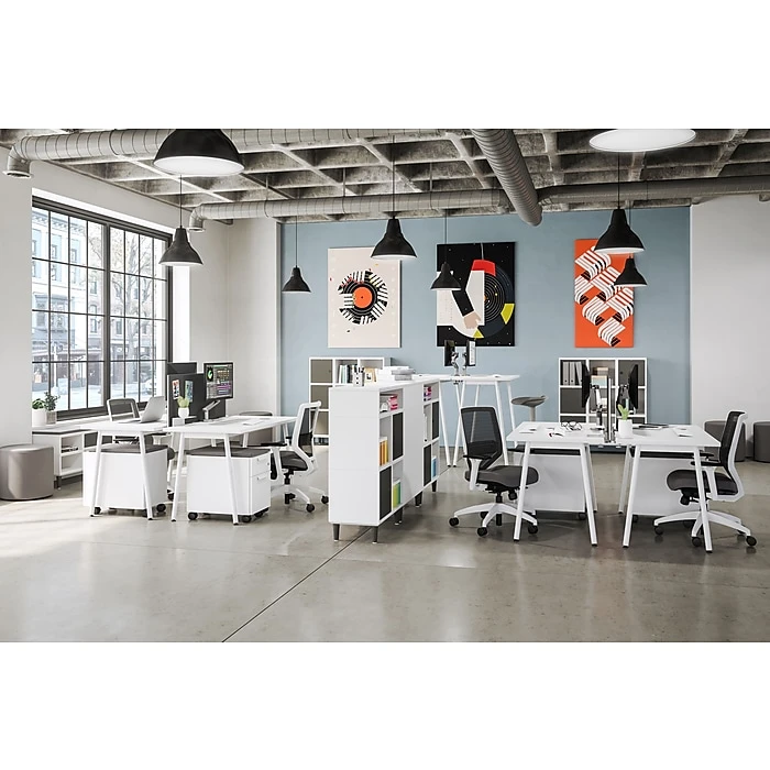 Union & Scale Lewis 29"H x 54"W White Laminate Office Desk with Tool-Less Assembly 2 Union & Scale Lewis 29"H x 54"W White Laminate Office Desk with Tool-Less Assembly - Image 2