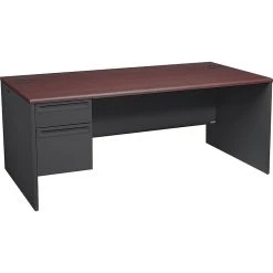 HON 38000 Series Left Pedestal Desk - 72"W Mahogany/Charcoal Laminate Desk, 29.5"H x 72"W x 36"D