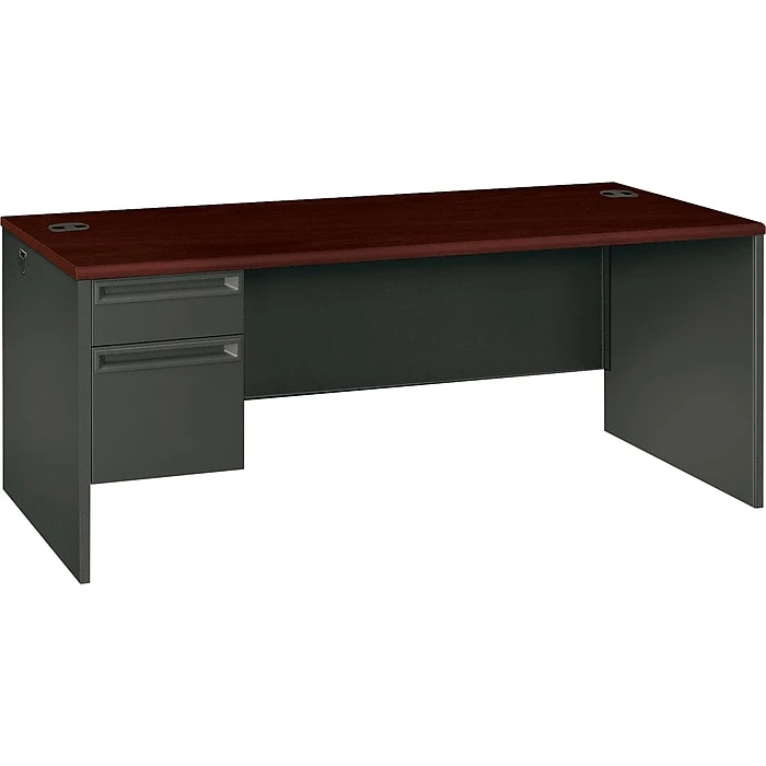 HON 38000 Series Left Pedestal Desk - 72"W Mahogany/Charcoal Laminate Desk, 29.5"H x 72"W x 36"D 3 HON 38000 Series Left Pedestal Desk - 72"W Mahogany/Charcoal Laminate Desk, 29.5"H x 72"W x 36"D - Image 3