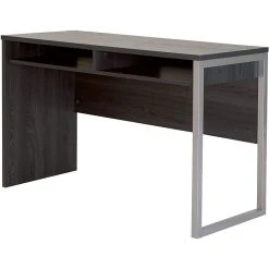 South Shore Interface Desk With Storage - Gray Oak Laminate Workspace