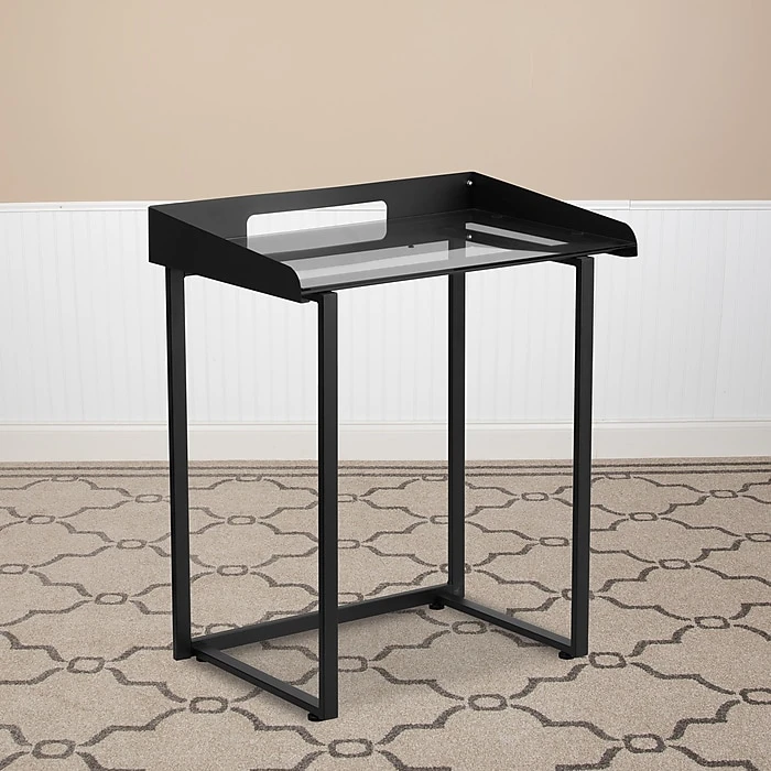 Flash Furniture NANYLCD1233 Contemporary Desk - Tempered Glass & Black Frame 2 Flash Furniture NANYLCD1233 Contemporary Desk - Tempered Glass & Black Frame - Image 2