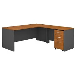 Bush Business Furniture Westfield 72W L-Shaped Desk with 48W Return & Mobile File Cabinet, Natural Cherry (SRC001NCSU) - Durable Laminate Office Furniture