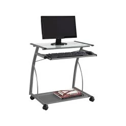 Easy 2 Go 27" Silver Glass Computer Desk | Modern & Durable Design (951534-CC)