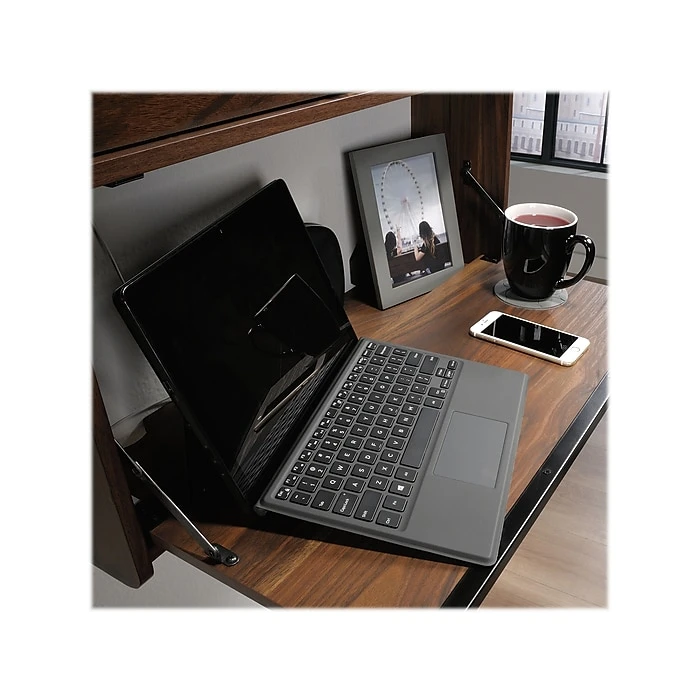 Sauder Harvey Park 28" Wall Desk in Grand Walnut - Compact Laminate Workspace (423704) 7 Sauder Harvey Park 28" Wall Desk in Grand Walnut - Compact Laminate Workspace (423704) - Image 7