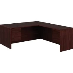 HON 10500 Series Right L-Shaped Office Desk, 72"W, Mahogany Laminate Surface | Durable & Stylish