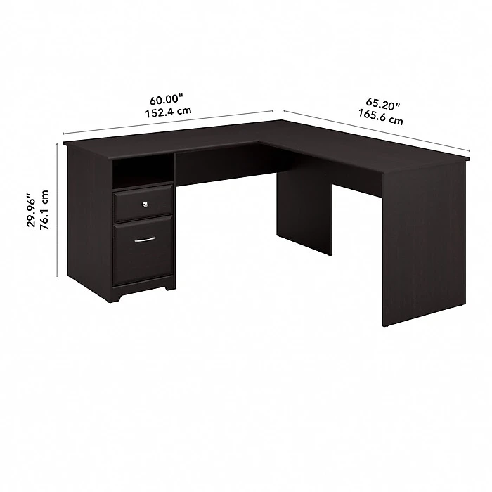 Bush Furniture Cabot 60W L-Shaped Computer Desk with Drawers, Espresso Oak (CAB044EPO) - Durable Laminate Workspace 4 Bush Furniture Cabot 60W L-Shaped Computer Desk with Drawers, Espresso Oak (CAB044EPO) - Durable Laminate Workspace - Image 4