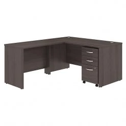 Bush Business Furniture Studio C 60W x 30D L-Shaped Desk with Mobile File Cabinet & 42W Return, Storm Gray - STC008SGSU