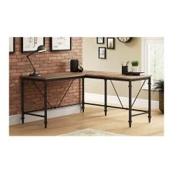 Thomasville Furniture Breslyn 60" L-Shaped Desk in Crosscut Hickory - Stylish & Durable Laminate Workspace -Computer Office Desks Shop unnamed file 94