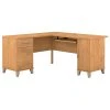 Bush Furniture Somerset 60W L Shaped Desk in Maple Cross - Space-Saving Laminate Office Desk