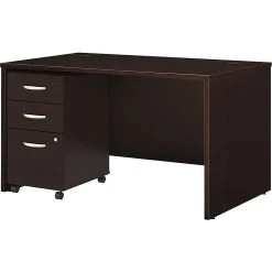 Bush Business Furniture Westfield 48W Desk with Pre-Assembled 3Dwr Mobile Pedestal in Mocha Cherry - Durable Laminate Office Desk