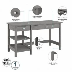 Bush Furniture Broadview 54" Modern Gray Computer Desk with Shelves - Space-Saving Home Office Solution -Computer Office Desks Shop unnamed file 980